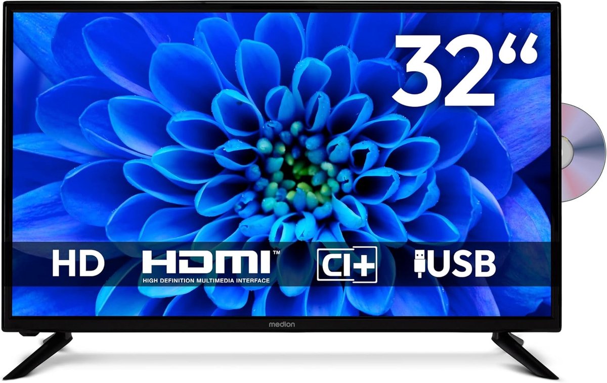 HD Televisie - Scherm met DVD - Extra Kamer TV - Ingebouwde DVD speler - 80 cm