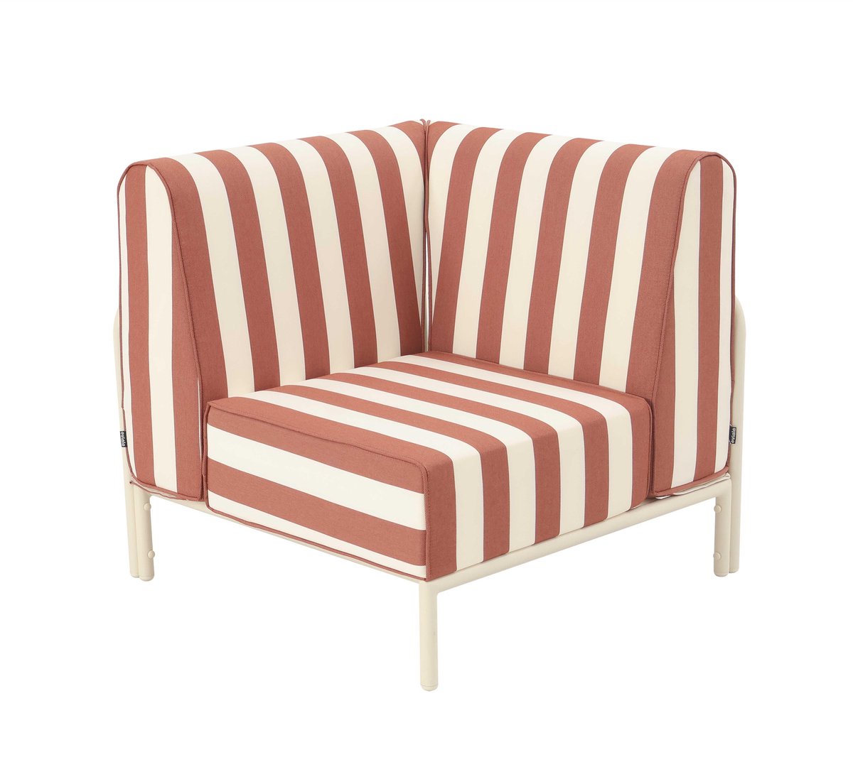 Oviala - Gestreepte hoekfauteuil modulaire tuinmeubelen terracotta stof - Patio