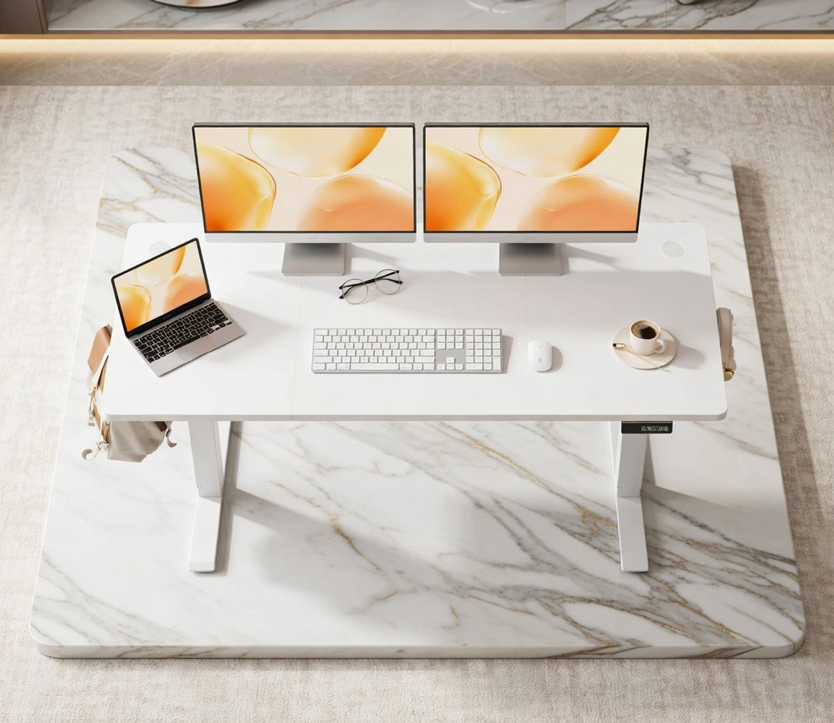 Ergonomisch Elektrisch Verstelbaar Sta-Zit Bureau 120x60 cm – Wit – Met Geheugenfunctie en Kabelmanagement – Perfect voor Thuiswerk, Kantoor & Computertafel | House&Garden