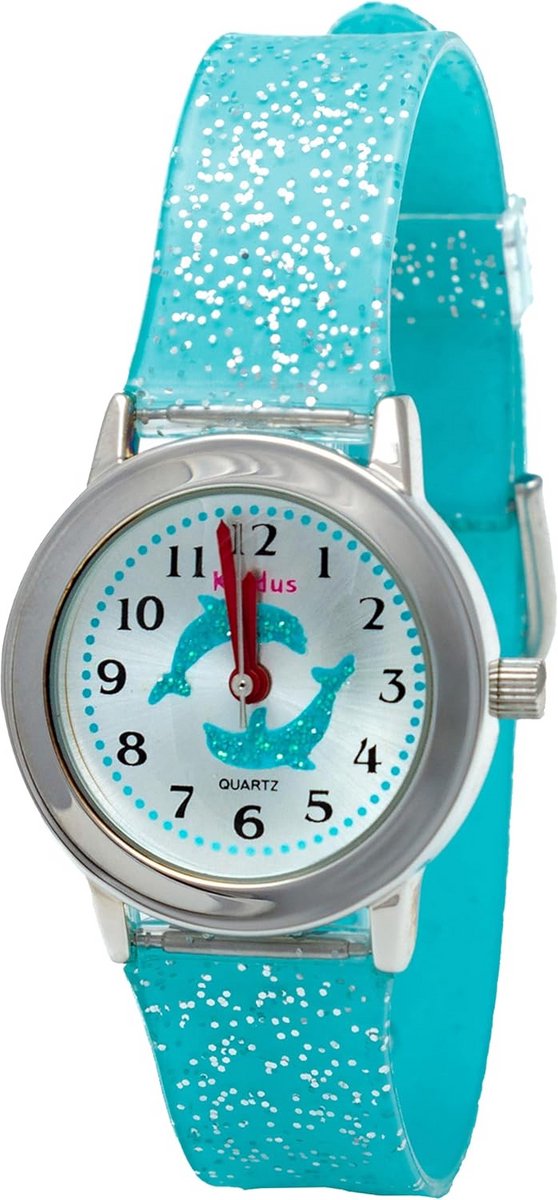 Kindershorloge Meisjes - Polshorloge Kinderen - Tijd Leren - Educatief Speels - 27mm Wijzerplaat - Met Glitter