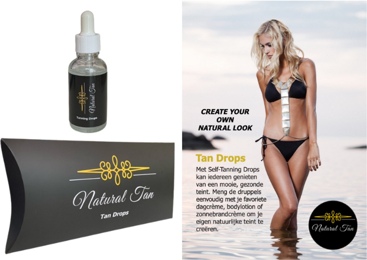 Natural Tan - Tan Drops Vanilla met applicatiehandschoen - zelfbruiner - 30ml