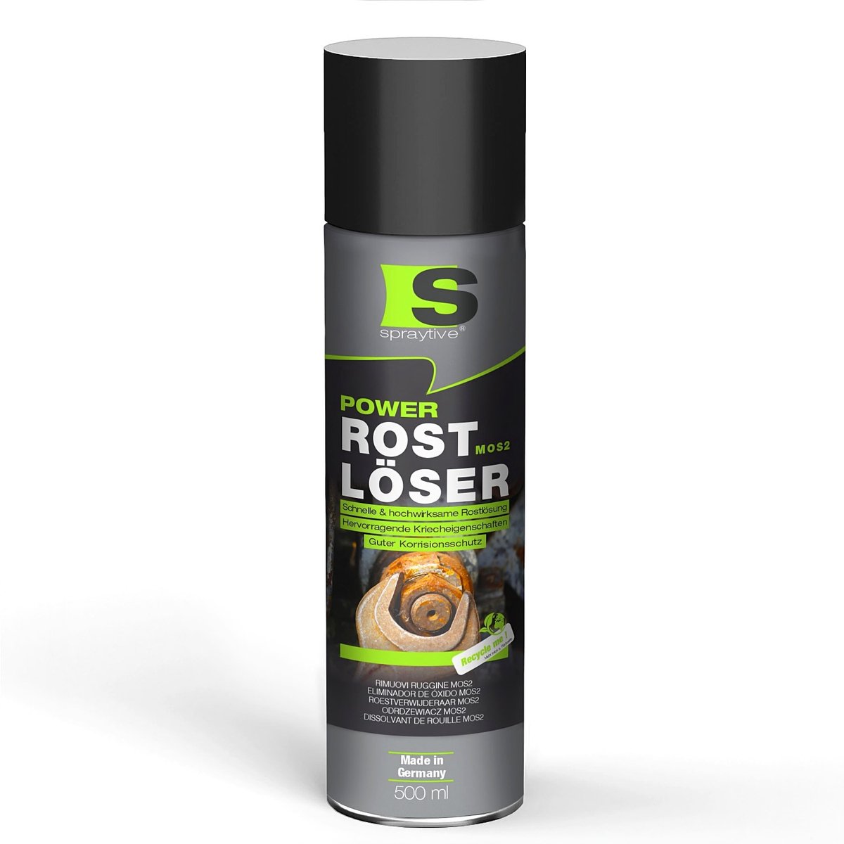 Spraytive 1x 500ml roestoplosser mos2 kruipolie smeermiddel voor bouten en moeren dringt diep door beschermt tegen roest en corrosie