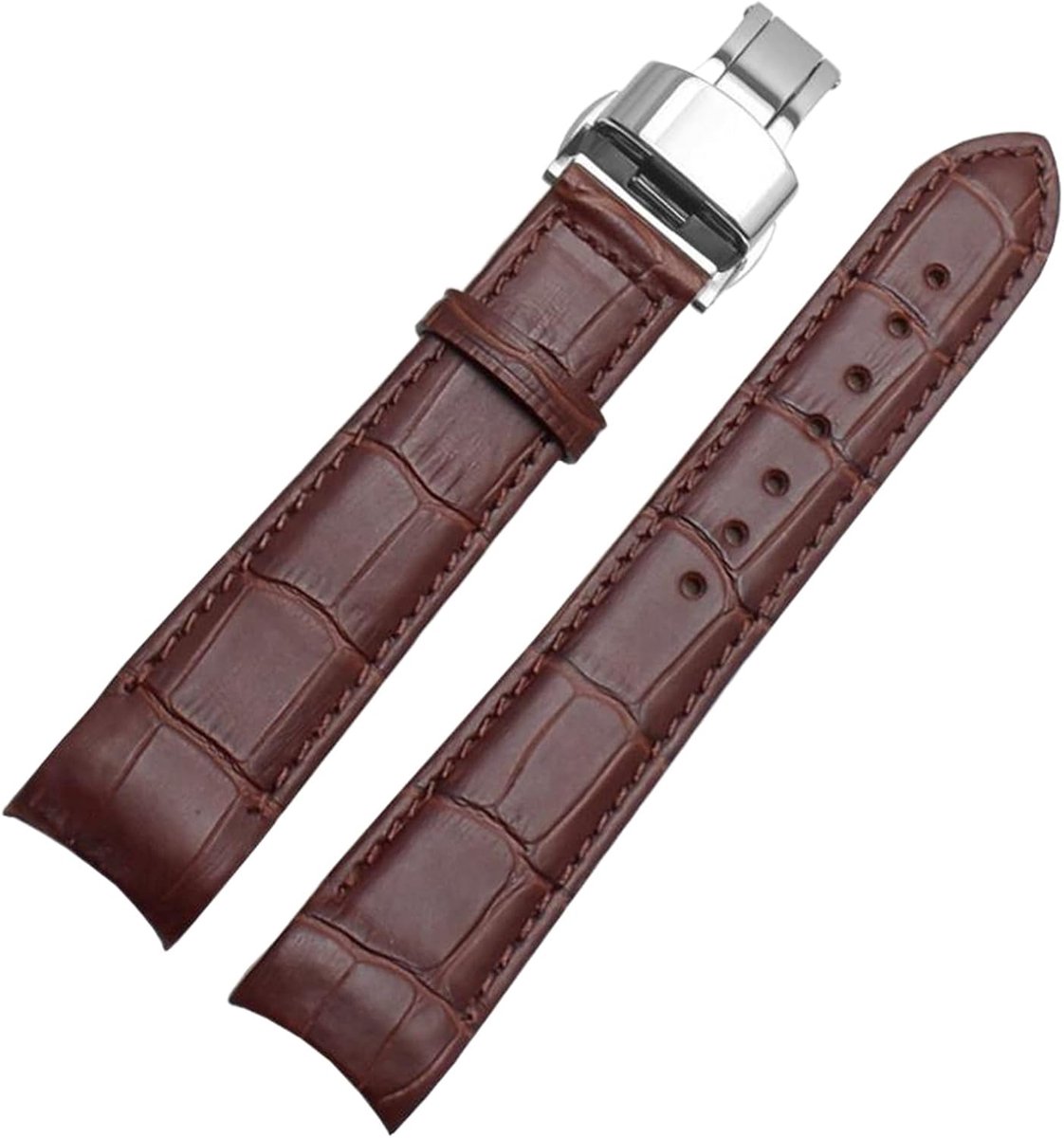 Horlogeband Leer - Vervangende Band - Horloge Reparatie - Gebogen Uiteinde - 20-22 mm