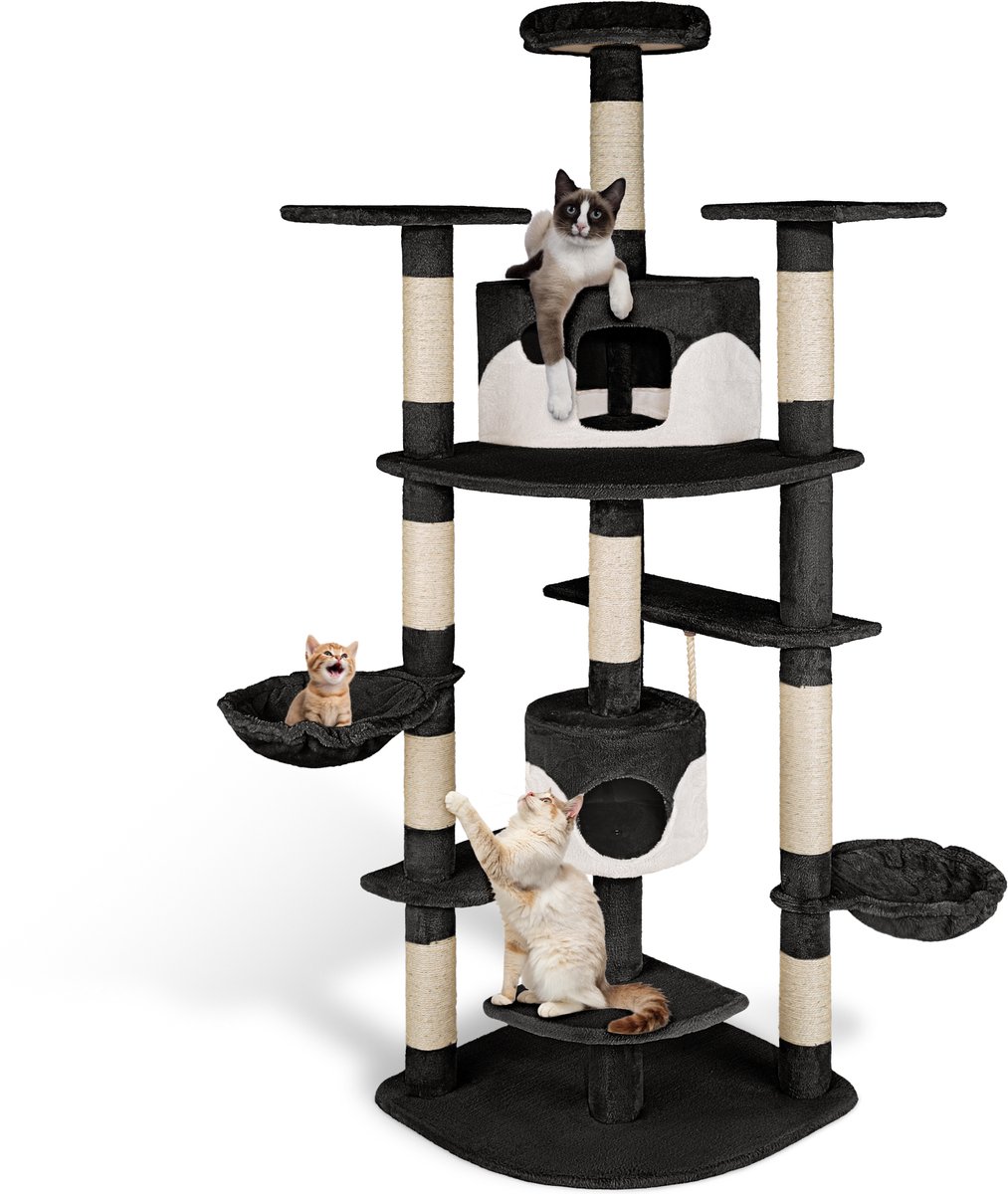 tectake - Katten krabpaal Fippi - 201 cm hoog - zwart wit - 402185