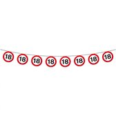 1x Vlaggenlijn versiering 18 jaar verkeersborden 10 meter