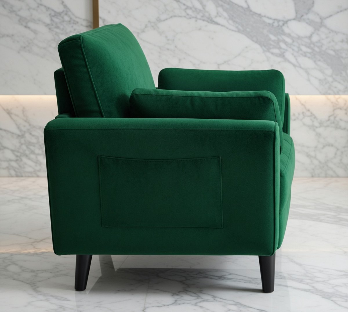 Modern Loveseat Groen – Compacte 1-Zits Bank met Armleuningen en Kussens – Kleine Sofa van Linnen – Loungesofa voor Woonkamer, Slaapkamer of Hal House&Garden