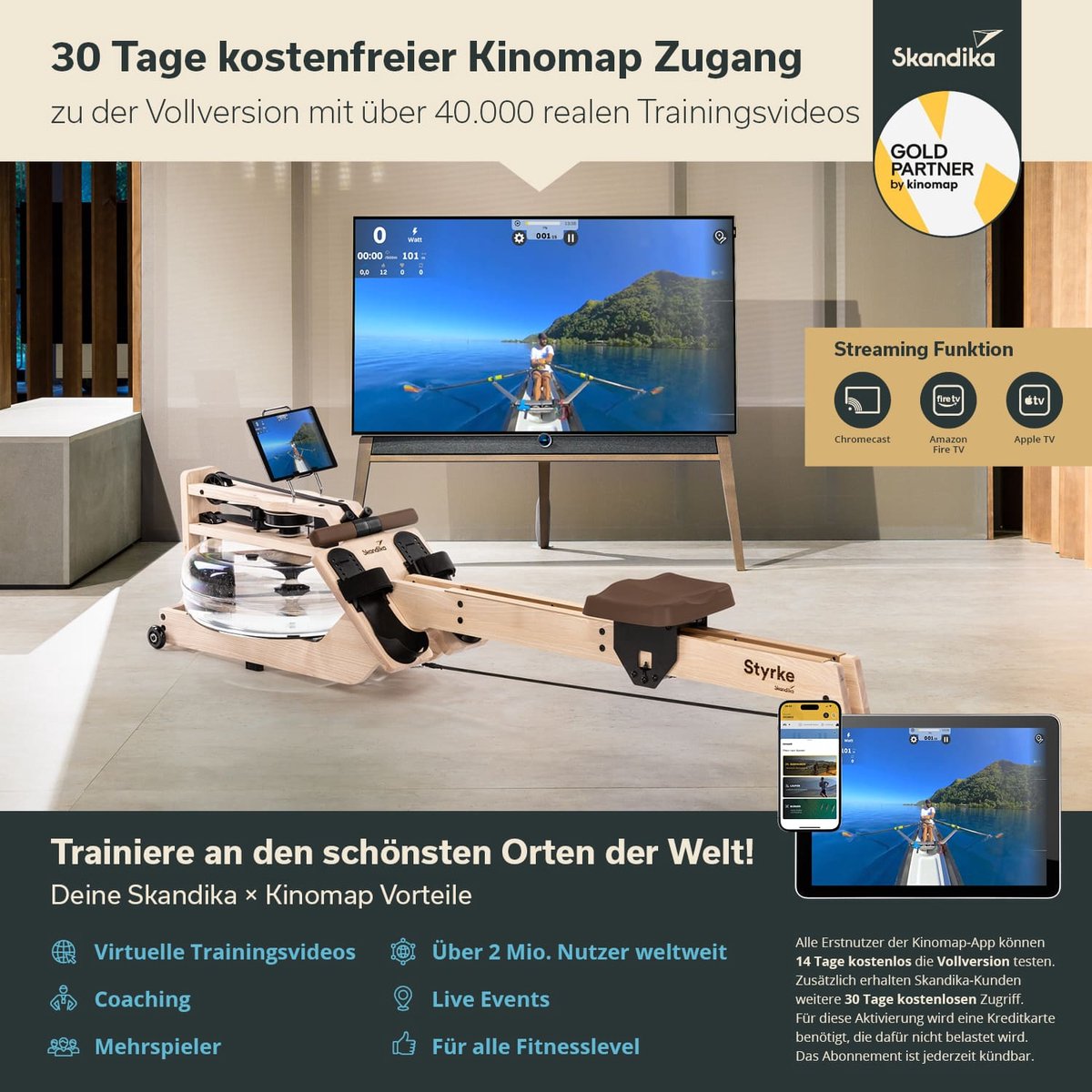 Skandika Styrke Roeitrainer Essenhout Waterweerstand Arctic - afbeelding 3