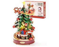 Robotime Christmas Melody Tree 3D Houten Muziekdoos – Kerstboom Bouwpakket – 319 Onderdelen - 30x30x40cm