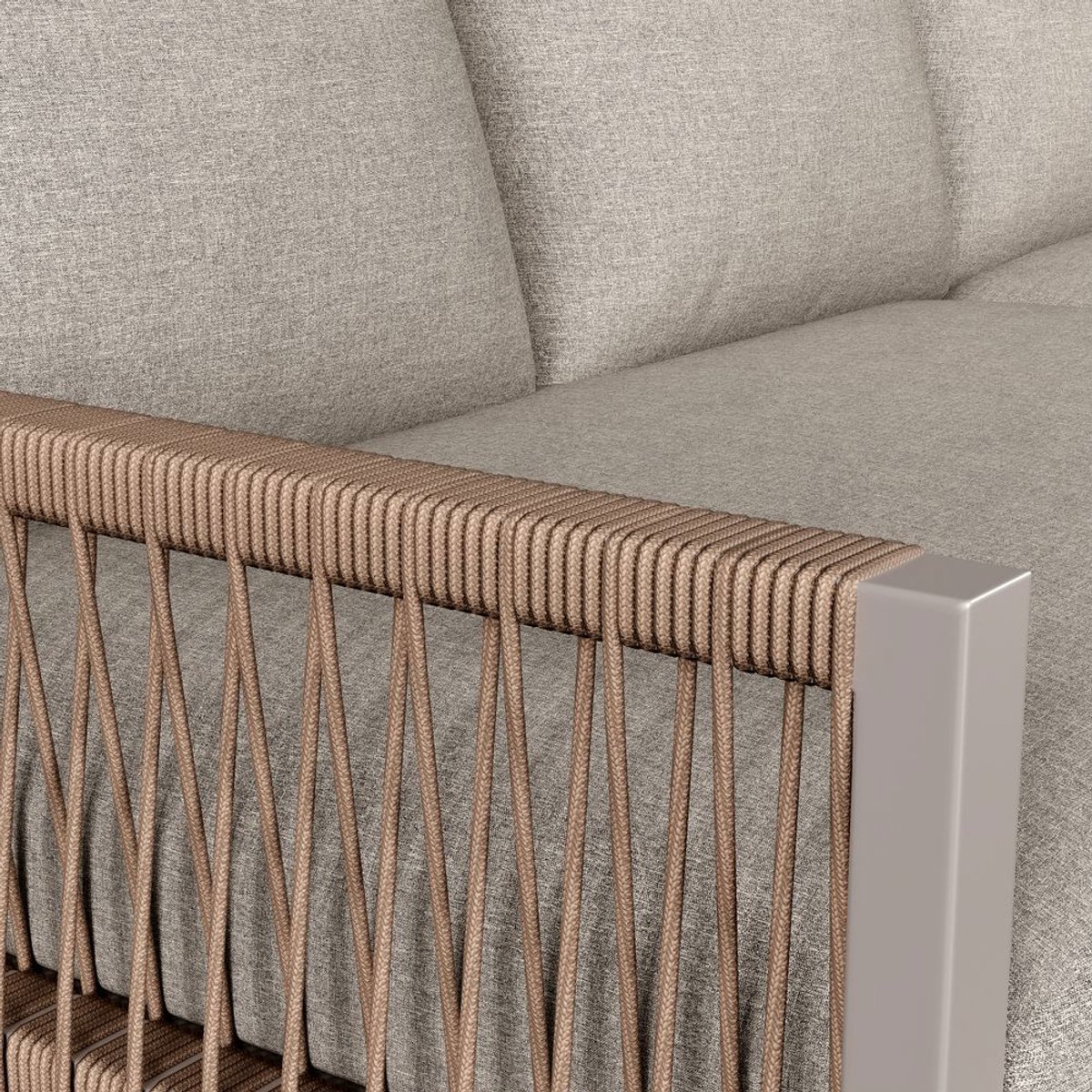 BLACKCOLORS Tuinset, meubelset voor 6-7 personen, hoekbank met gegalvaniseerd ijzeren frame, verstelbare poten, inclusief alle zit- en rugkussens, beige thumbnail 4