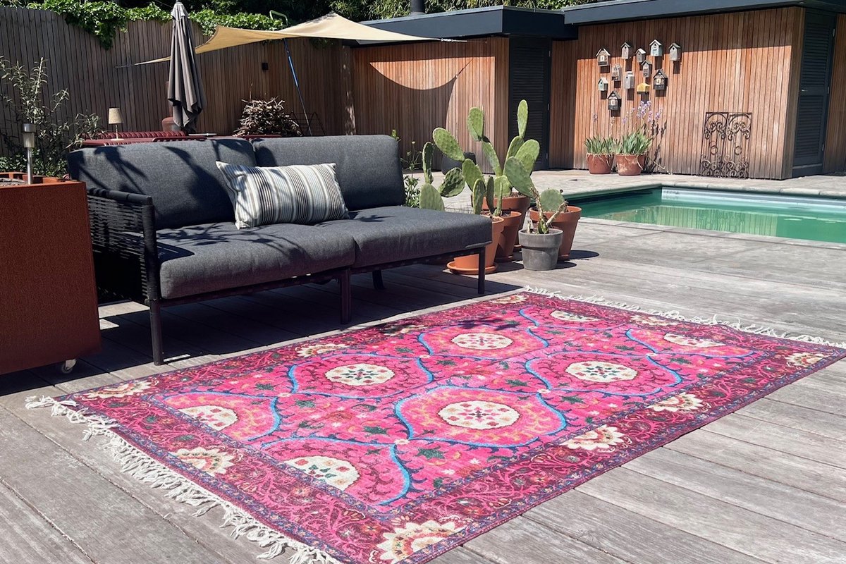 Buiten-binnen kleed, Buitentapijt | vintage patroon | paars | 300cm x 200cm