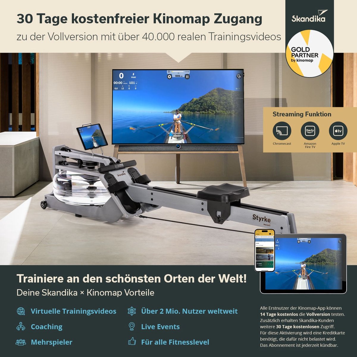 Skandika Styrke Roeitrainer Waterweerstand Zilver 211x54x68 - afbeelding 3