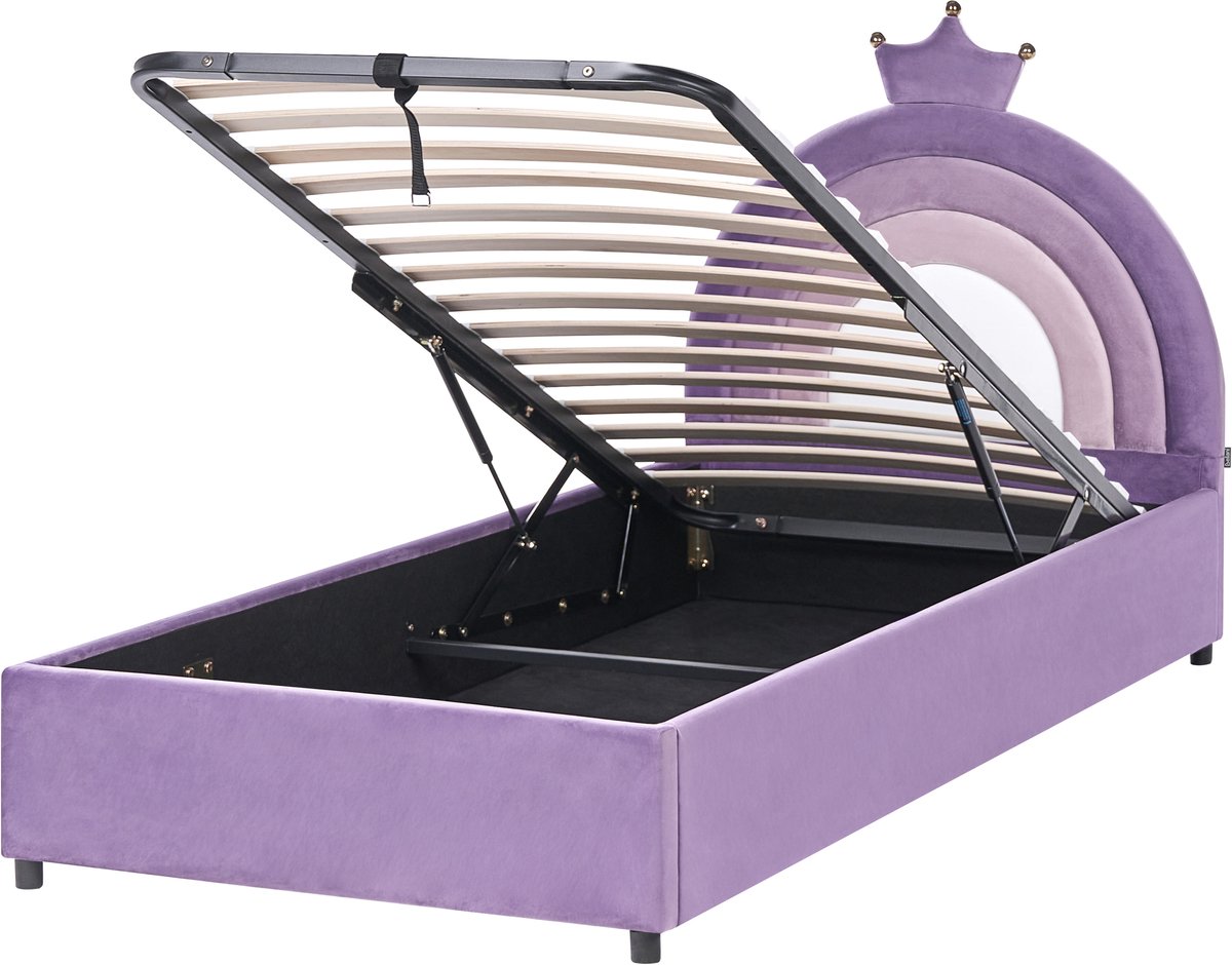 GRISETOT- Bed met opbergruimte - Paars - 90 x 200 cm - Fluweel