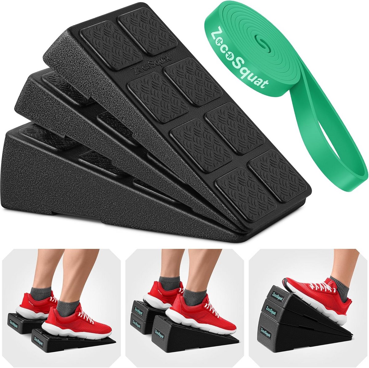 Squat Wiggen Set - Kuit Strekker Plank - Kracht Training - Slipvast Ontwerp - 16 x 31 x 21 cm