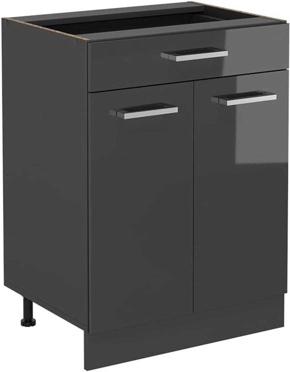 Keukenonderkast - Keukenkast Lade - Keuken Opbergen - Modulair Design - 60 cm Breed - Antraciet Hoogglans