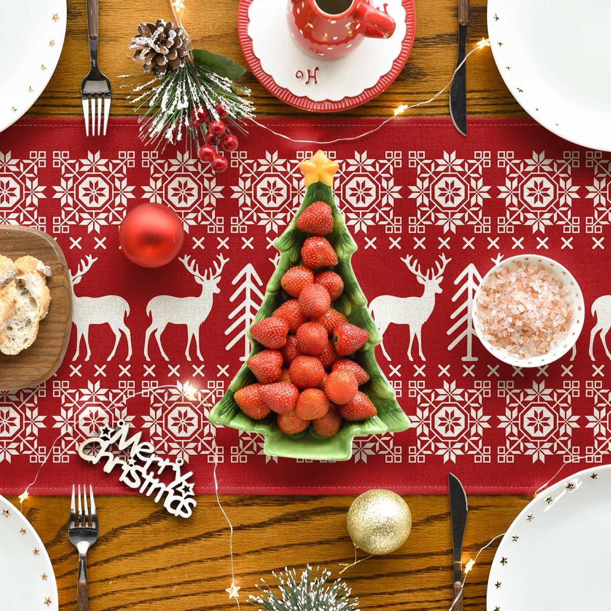 Tafelkleed Runner - Kerst Decoratie - Diner Tafel - Uniek Print Design - 40x300cm - Multicolor