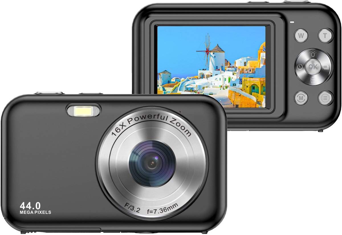 Digitale camera 1080P 44MP 16x zoom 2,4" scherm