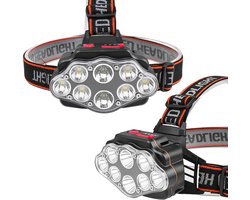 Blue Rocks® Outdoor - Militaire Hoofdlamp LED Oplaadbaar 18.000 Lumen - Rood en Wit licht - Floodlight - IPX4 - Noodpakket - USB Oplaadbaar -Koplamp - Hoofdlampje - Hoofdzaklamp - Hoofdlampen - Outdoor & Indoor - Camping