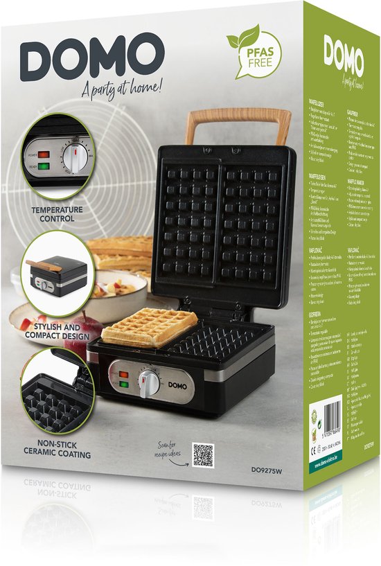 DOMO DO9275W Wafelijzer - XL wafels 4x7 - Belgische Wafels - PFAS-vrij - 1400W - Zwart van Domo — afbeelding 5