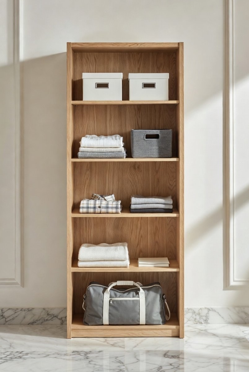 Luxe 3-Deurs Spiegelkast – Modern Slaapkamerkast in Eikenhout met Zwarte Accenten, 150 cm 