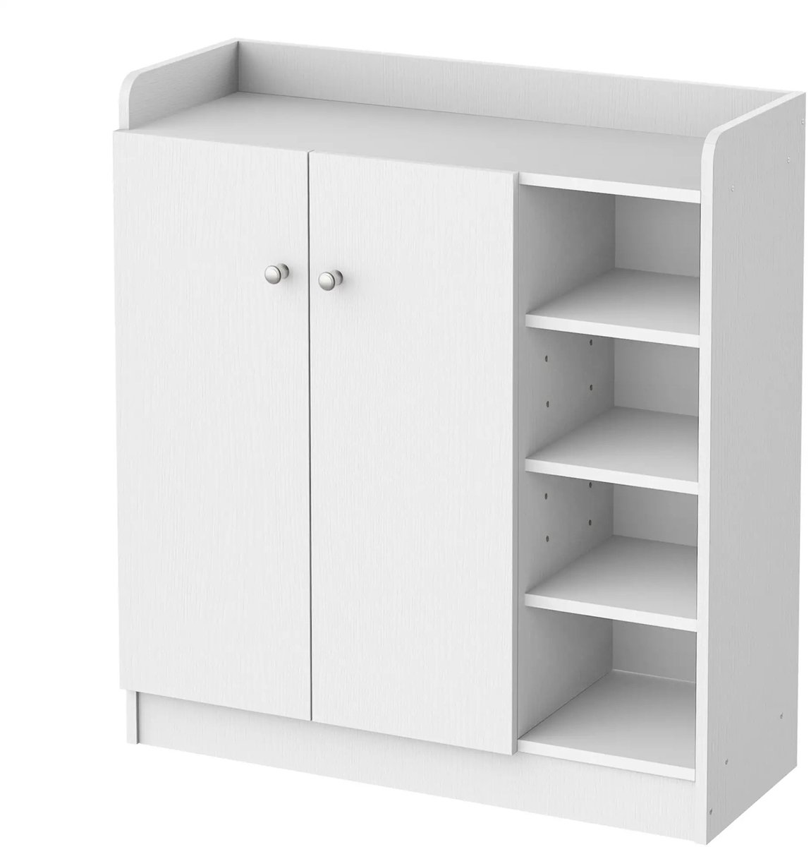 Wishdor - Schoenenkast - Open Plank En Opbergkast - Modern - Voor Thuis Of Kantoor - Hout - Wit - 83 x 30 x 90 cm