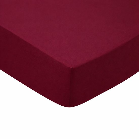 Cinderella Hoeslaken Katoen - 180x200 cm - Litsjumeaux - Aubergine - Hoekhoogte 20 cm