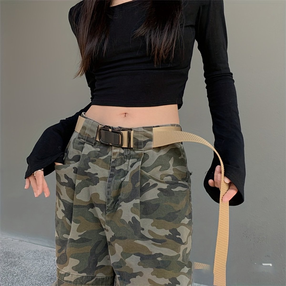 2pcs 2026 New Women's Automatic Buckle Tactical Belt - Heavy Duty Alloy Buckle, Nylon Webbing with Gold-Tone Hardware, Automatic Buckle, Gray