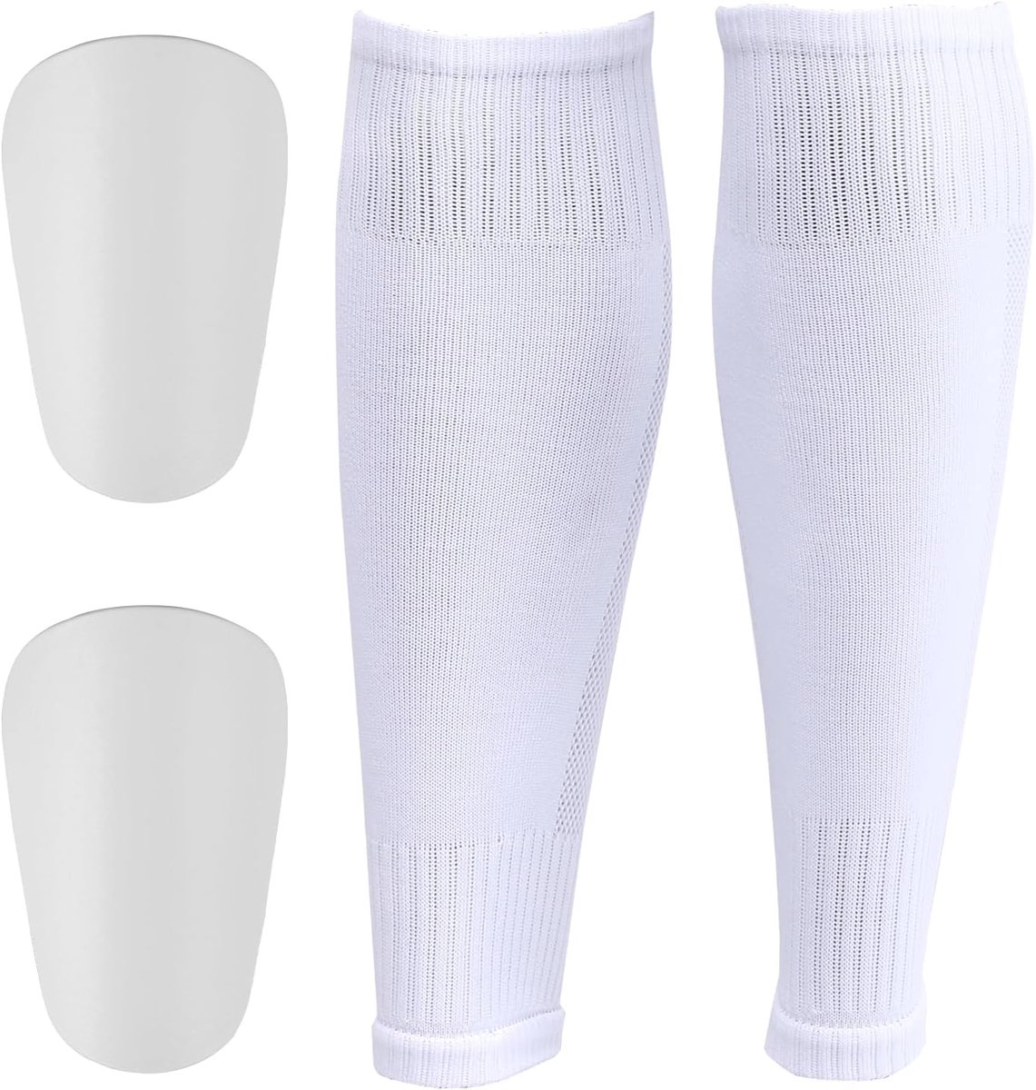 Mini Scheenbeschermers Voetbal - Kousen met Bescherming - Sportieve Training - Flexibele EVA Bescherming - 37cm Kousen 10x6cm Pad - Wit