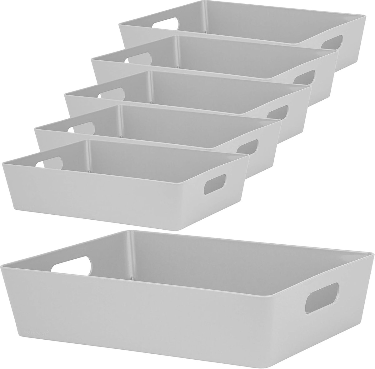 Opbergbox Set - Lade Organizer - Bureau Opruimen - Stapelbaar Ontwerp - 35x26x8cm - Grijs