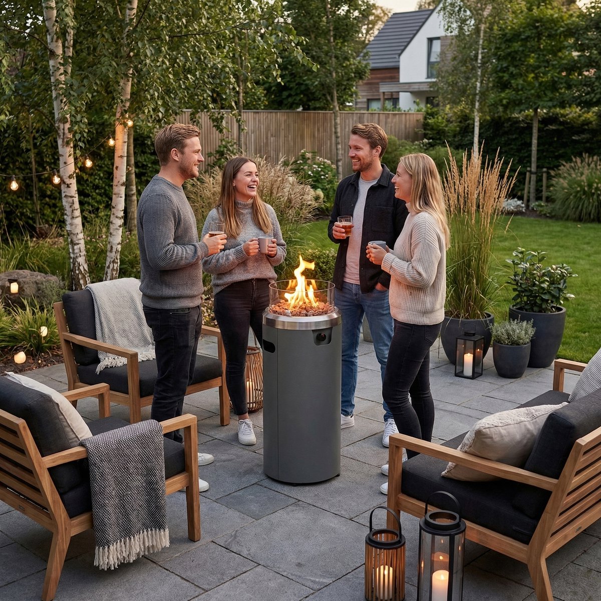 BUSCHBECK FARO Lounge Terrasverwarmer 7.5 kW – Mat Grijs Incl. gasdrukregelaar 50 mbar, gasslang 50 cm, lavastenen en afdekhoes – foto 6