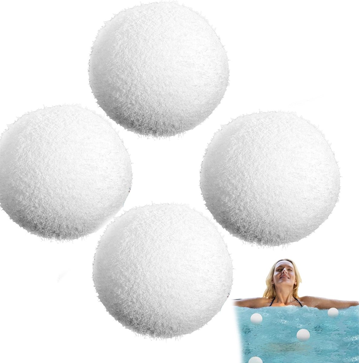 Set van 4 zwembadsponzen - Badballen voor warm water - Herbruikbare schuimsponzen voor in
