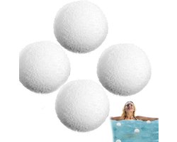 Set van 4 zwembadsponzen - Badballen voor warm water - Herbruikbare schuimsponzen voor in het zwembad - Zwembadaccessoires - Accessoires voor warm water en spa's - Geschikt voor spabaden en warmwaterbaden - Wit - 7,5 cm