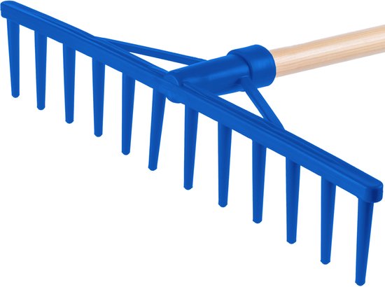 KADAX hark, hooikhark met lange steel van hout, brede hark voor tuin, bloembed, gazon, comfortabele hark, gazonhark, bladhark, tuingereedschap, tuingereedschap (kunststof) van Merkloos	 — afbeelding 2