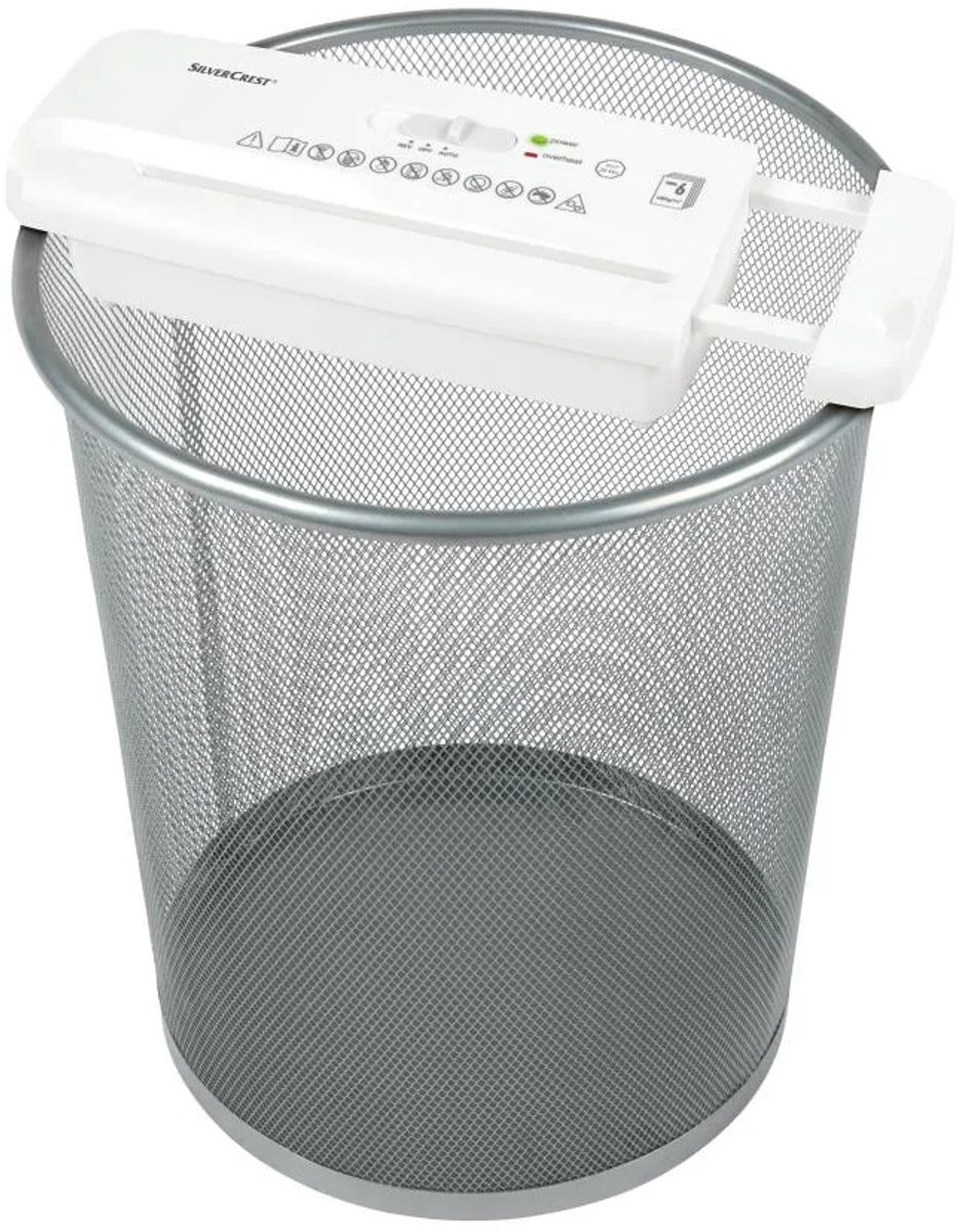Silvercrest Opzet Papiervernietiger Wit - Uittrekbare telescooparm voor ronde of hoekige prullenbakken - Snijtype: strip-cut - Snijcapaciteit: max. 6 vel A4 (80 g/m²) - Automatische start/stop-functie thumbnail 2