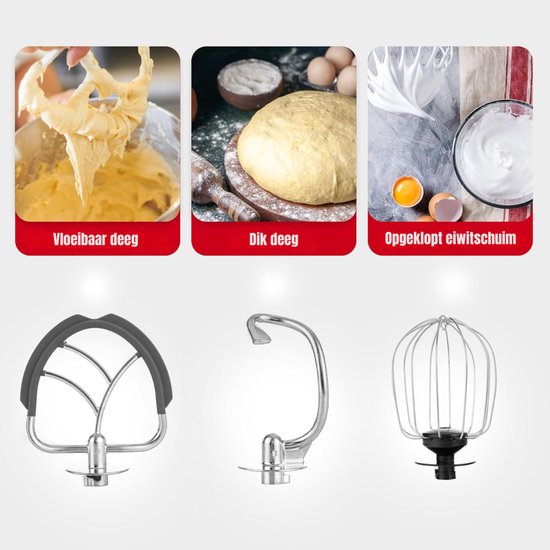 RWB® Mixer met Mengkom - Keuken Mixer - Mix Machine - Rood - 23 x 34 x 36 cm van Merkloos — afbeelding 5