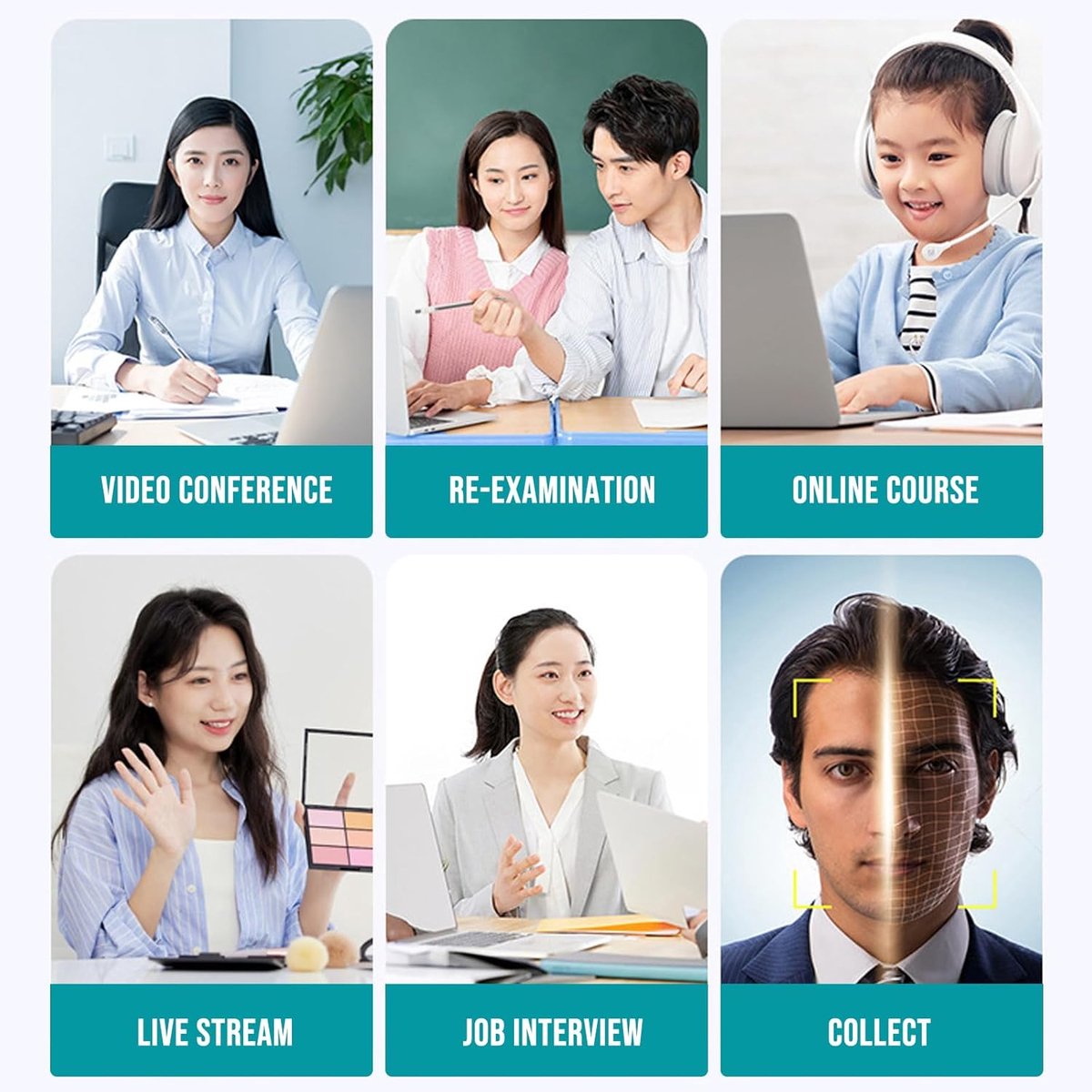 Webcam Full HD - 1080p - Webcam Met Microfoon - USB - Webcam voor PC - Windows & Mac - for Video Chat, Video Conference or Live Streaming - Zwart thumbnail 2