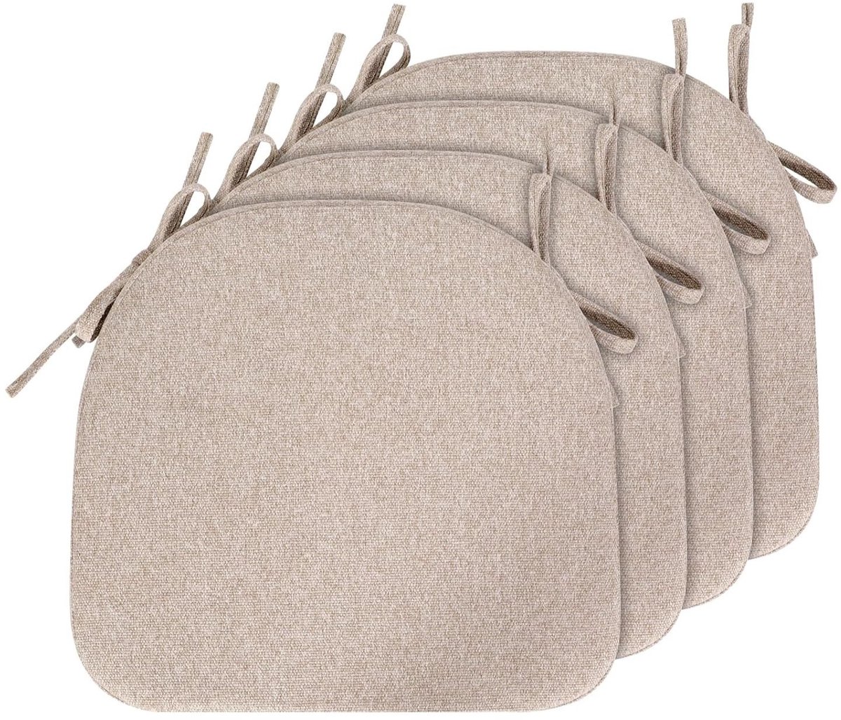 Zitkussen - Stoelkussen - Tuinstoelkussens - Eetkamer Kussen - Stoelkussens Eetkamer - Geschikt voor Binnen en Buitengebruik - Seat Cushion - 43 x 41 cm - 4 Stuks - Beige - van Imperatoris