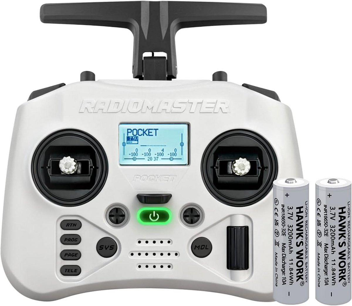 Afstandsbediening Zender - RC Controller - Model Vliegen - Hall Effect Joysticks - Compact Ontwerp - Wit