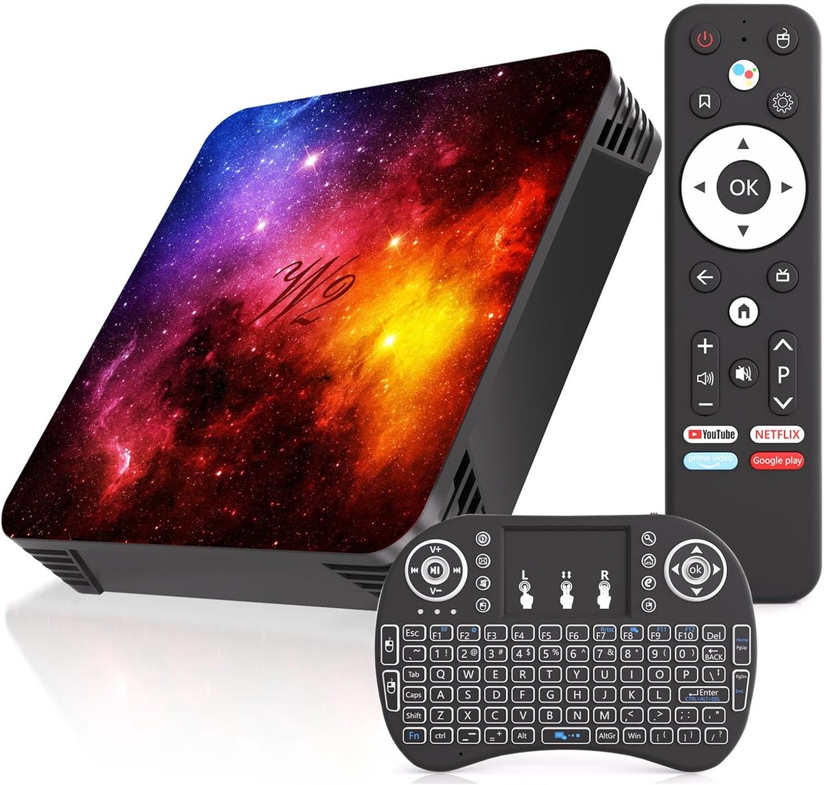 Smart TV Box - Mediastreamer Android - Entertainment Thuis - 4K UHD Quad-core - 10x10x2 cm - Zwart