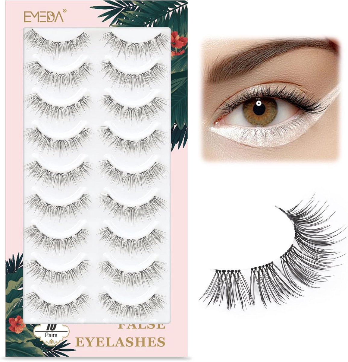 Natuurlijke Wimperextensions - Nepwimpers Kunstwimpers - Dagelijkse Make-up - Handgemaakt 3D Effect - 10 Paar - Zwart