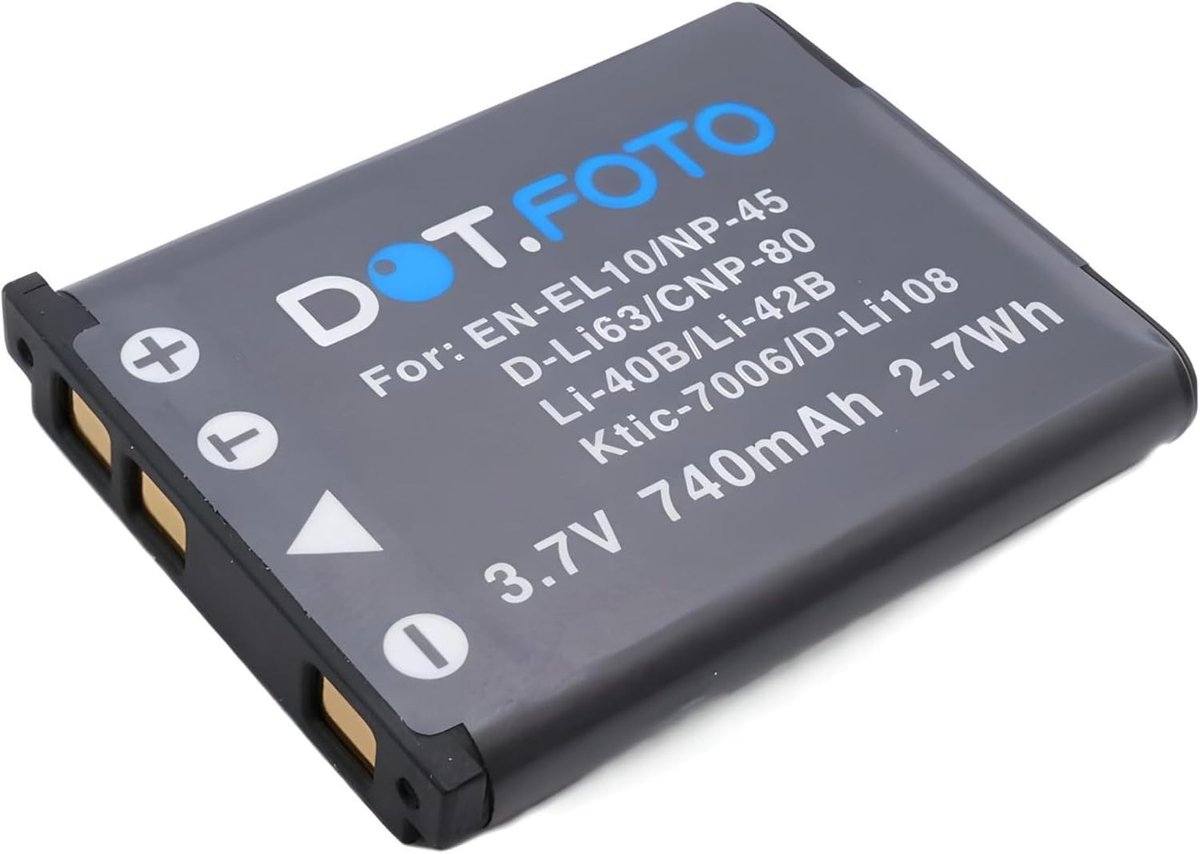 Oplaadbare Camera Batterij - Accu Vervangend - Fotografie - Hoge Capaciteit - 3.7V 740mAh