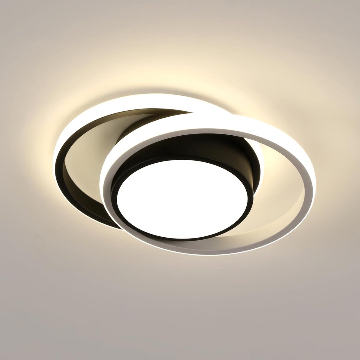Haobosic LED Plafondlamp - Rond Aluminium Zwart/Wit - 36W Neutraalwit (4500K)