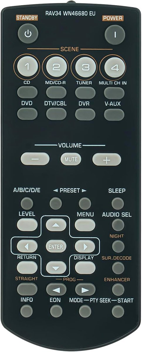 Universele Afstandsbediening - Receiver Bediening - Thuisbioscoop Bediening - Ergonomisch Ontwerp - 13 x 5.2 x 2 cm - Zwart