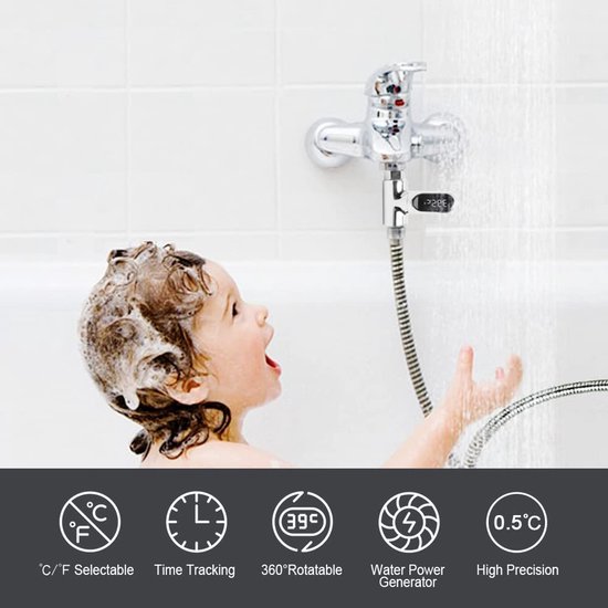 Waterthermometer Bad en Douche - Digitale Badthermometer - Watertemperatuurmeter - Zonder Batterij - Zilver — afbeelding 5
