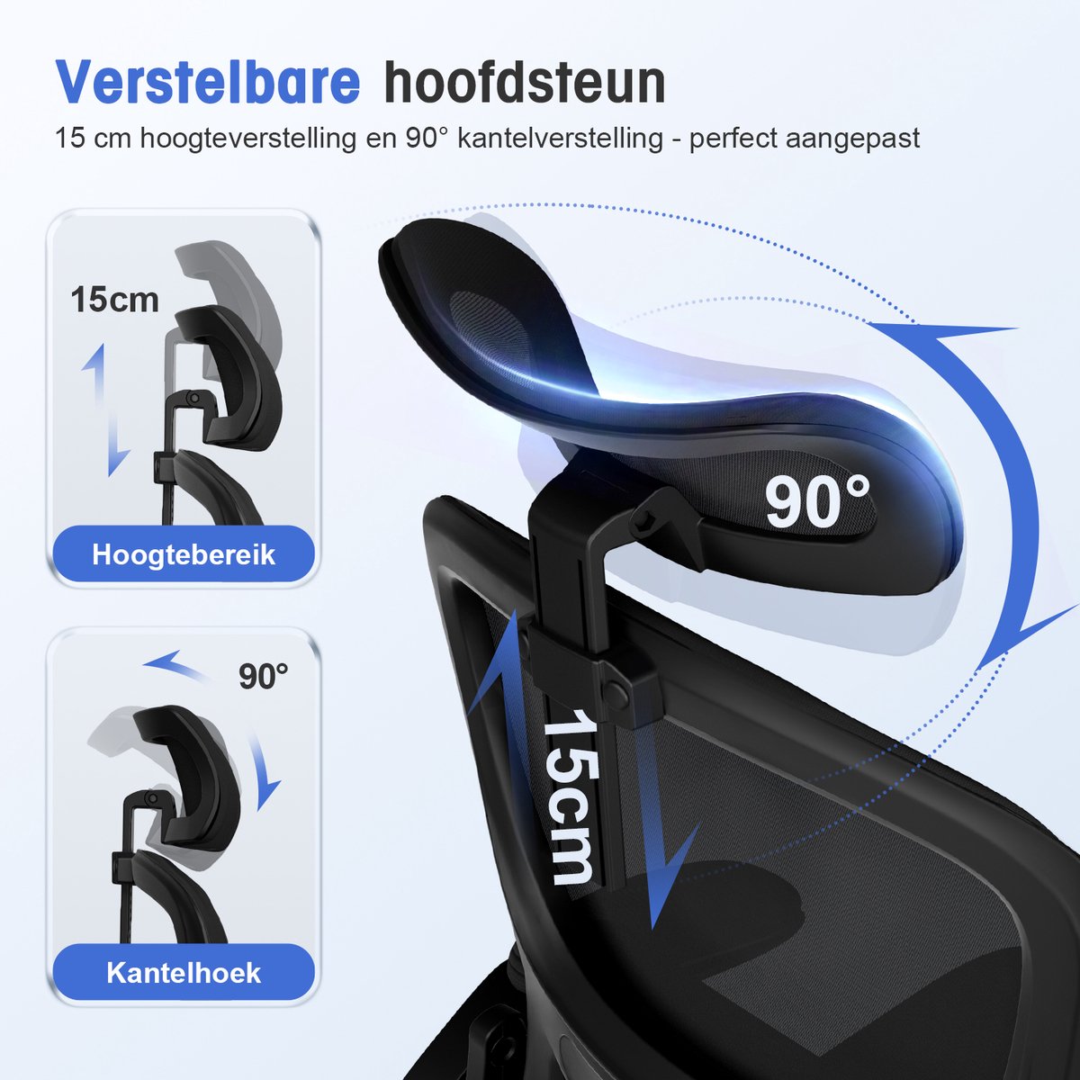 Qingdao Ergonomische Bureaustoel met Inklapbare Armleuningen - afbeelding 2