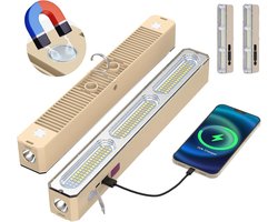 Werklamp led oplaadbaar - Camping verlichting - Noodverlichting stroomuitval - Oplaadbare magnetische lamp met haak en USB-voeding - 1500 mAh batterijduur - 5 lichtstanden - 22cm - 2 pack