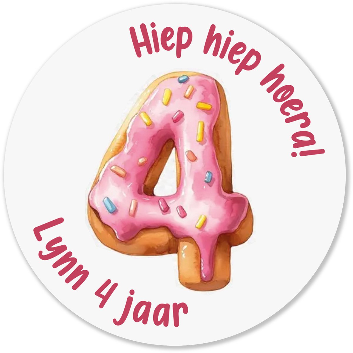 Traktatie stickers met naam – Donut cijfer – 44 stickers – Verjaardag & school