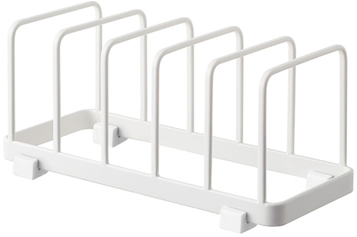 Pan Lid Holder - Keuken Organizer - Keuken Opruimen - 6 Verdeelvakken - 24x10x10cm - Wit