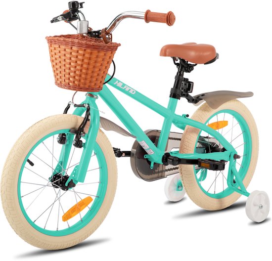 Hiland Meisjesfiets - 16 Inch - Met Mandje & Zijwieltjes - Handrem & Terugtraprem - Groen van Hiland — afbeelding 2