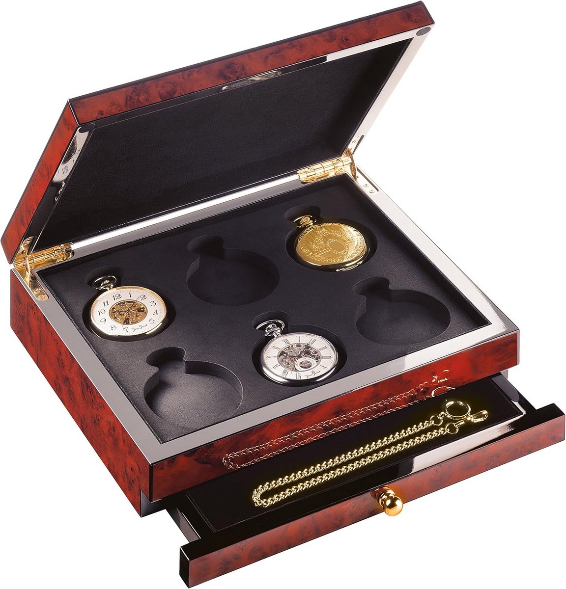Luxe Horlogedoos voor 6 Zakhorloges - Ulmenhout Look met Magneetsluiting