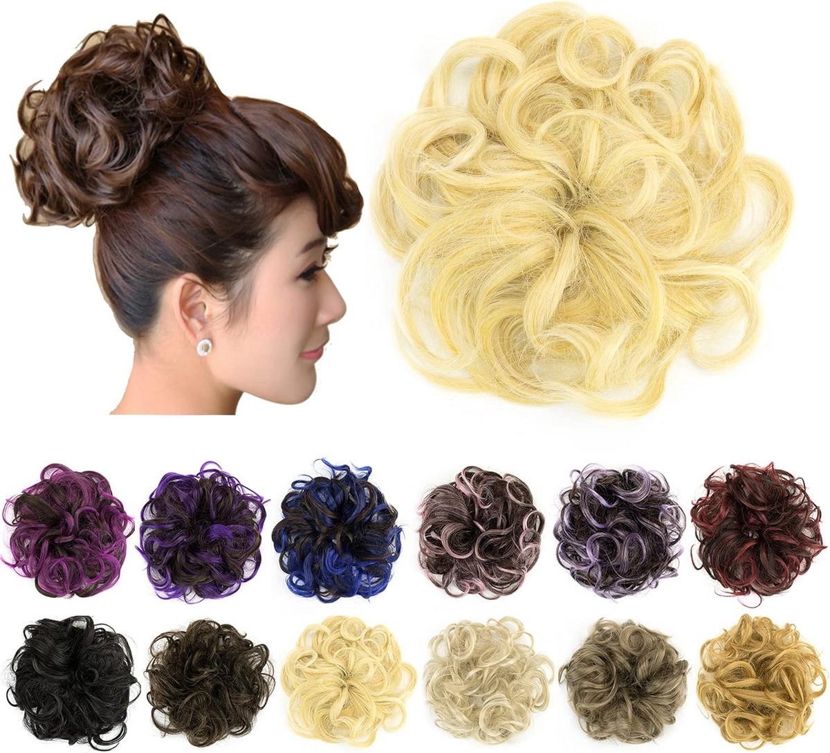 2x Rommelig Kapsel Haarextensie Scrunchie Nep Haarstuk Golvend Krullend Haarstukjes